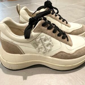 Tory Burch Platform Sneaker - Nylon/Natural Suede/Calf Leather